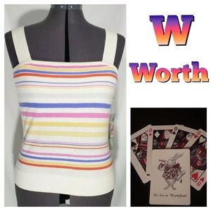 NEW W by Worth Happy Stripe Cashmere Tank Top M